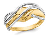 Ladies 14K Yellow and White Gold Polished Wave Ring